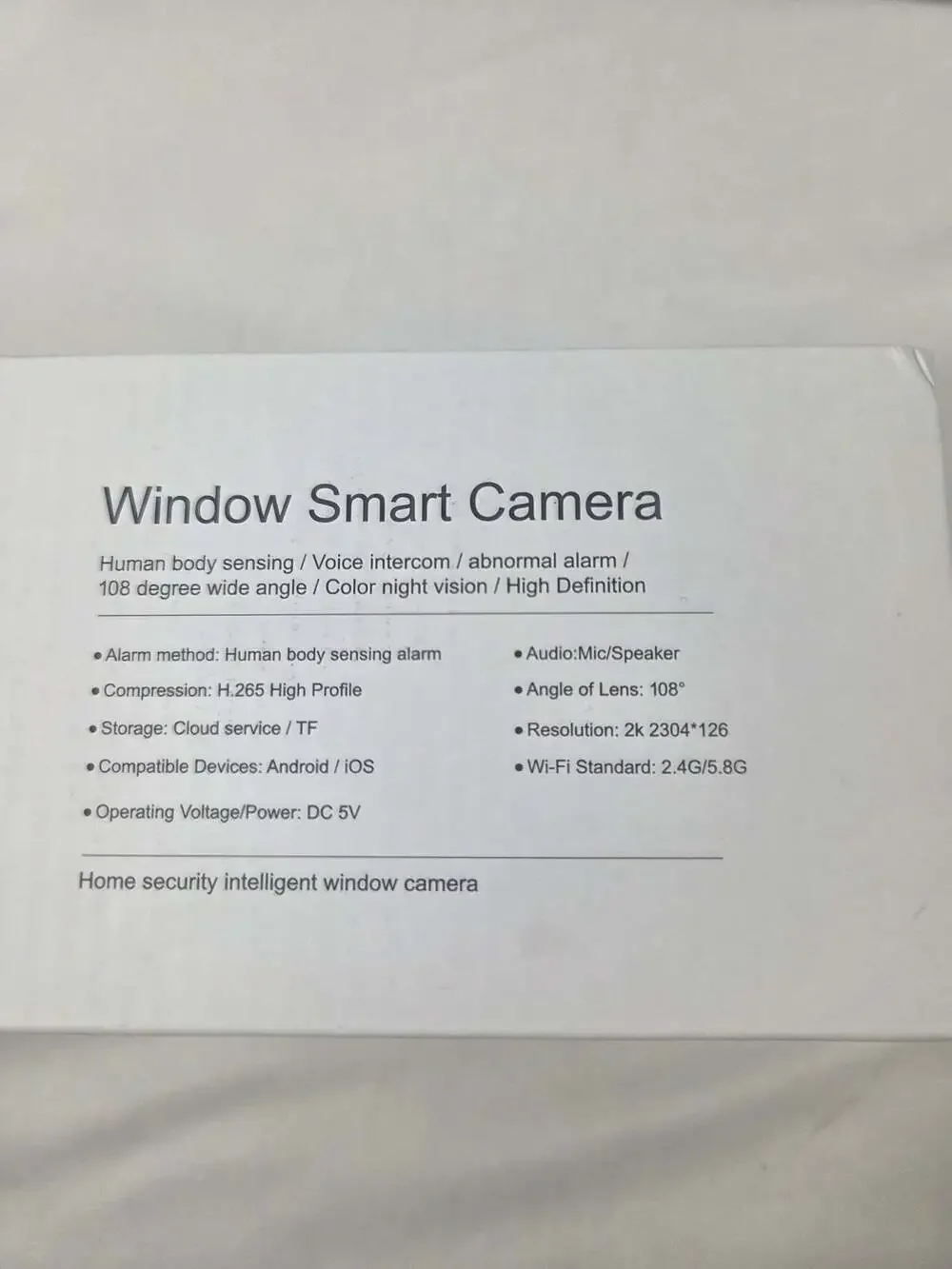 2K Window Smart WiFi Camera with Motion Detection and Night Vision